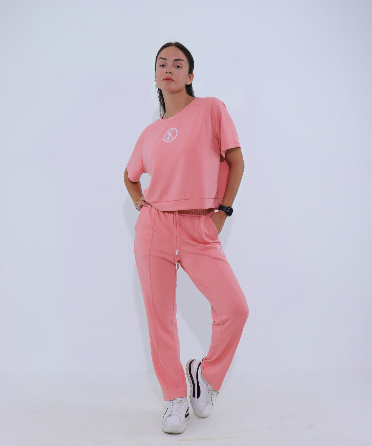 Дамски екип S-LINE SilkyStrip - розов