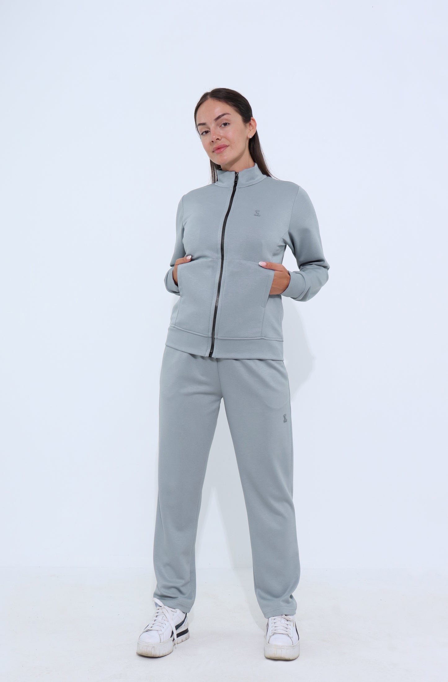Дамски екип S-LINE горнище с цип - сив